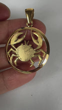 Load and play video in Gallery viewer, Large French 18K Yellow Gold Zodiac Cancer Crab Charm Pendant
