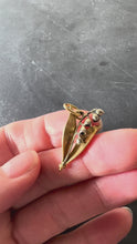 Load and play video in Gallery viewer, Vintage French Lily of the Valley Flower 18K White Yellow Gold Charm Pendant
