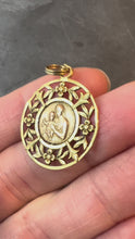 Load and play video in Gallery viewer, French Dropsy Madonna and Child 18K Yellow Rose Gold Charm Pendant

