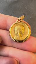 Load and play video in Gallery viewer, French A Rivet Virgin Mary 18K Yellow Gold Religious Medal Pendant
