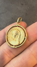 Load and play video in Gallery viewer, French Dropsy Virgin Mary Virgo Gloriosa 18K Yellow Gold Medal Pendant
