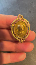 Load and play video in Gallery viewer, French Virgin Mary 18K Rose Gold Medal Charm Pendant
