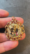 Load and play video in Gallery viewer, Large Vintage Cupid 14 Karat Yellow Gold Gem Set Charm Pendant
