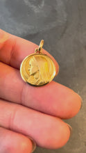 Load and play video in Gallery viewer, Monier French Virgin Mary 18K Yellow Gold Pendant Charm Medal
