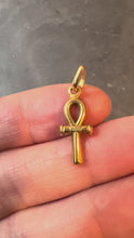 Load and play video in Gallery viewer, Vintage Egyptian Ankh Symbol of Life 18K Yellow Gold Charm Pendant
