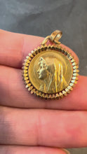Load and play video in Gallery viewer, French Pageli Perriat Virgin Mary 18K Yellow Gold Religious Medal Pendant
