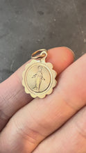 Load and play video in Gallery viewer, Antique French Virgin Mary 18K Rose Gold Charm Medal Pendant
