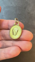 Load and play video in Gallery viewer, Antique French Descamps Cherub Angel 18K Yellow Gold Charm Pendant Medal
