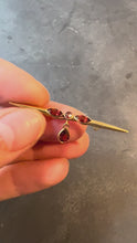 Load and play video in Gallery viewer, Vintage Almandine-Pyrope Garnet 18K Yellow Gold Bar Brooch
