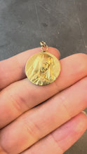 Load and play video in Gallery viewer, French Religious Virgin Mary 18K Yellow Gold Medal Pendant

