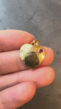 Load and play video in Gallery viewer, French Je T'aime Flower Heart 18K Yellow Gold Ruby Love Charm Pendant
