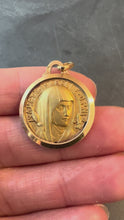 Load and play video in Gallery viewer, Vintage French Saint Isabelle of France 18 Karat Yellow Gold Medal Charm Pendant
