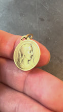 Load and play video in Gallery viewer, French Dropsy Virgin Mary 18K Yellow Gold Medal Charm Pendant
