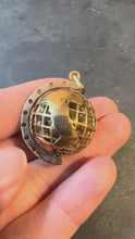 Load and play video in Gallery viewer, World Globe Italy 18K Yellow Gold Imitiation Pearl Charm Pendant
