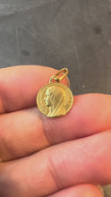 Load and play video in Gallery viewer, Small Vintage French Mazzoni Virgin Mary 18K Yellow Gold Religious Charm Pendant
