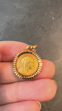 Load and play video in Gallery viewer, French Dropsy Perriat Virgin Mary 18K Yellow Gold Religious Medal Pendant
