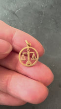 Load and play video in Gallery viewer, French Zodiac Libra Starsign 18K Yellow Gold Charm Pendant
