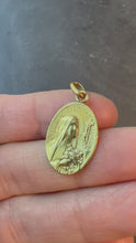 Load and play video in Gallery viewer, French Brandt 18K Yellow Gold St Therese Religious Saint Medal Pendant
