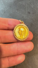 Load and play video in Gallery viewer, French Religious Virgin Mary 18K Yellow Gold Medal Pendant
