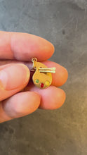 Load and play video in Gallery viewer, Vintage French Artist's Palette 18K Yellow Gold Enamel Charm Pendant

