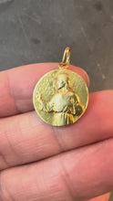 Load and play video in Gallery viewer, French Notre Dame du Mont Carmel 18 Karat Yellow Gold Medal Charm Pendant
