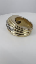 Load and play video in Gallery viewer, French 1940s Diamond Gold Platinum Ridged Dome Ring
