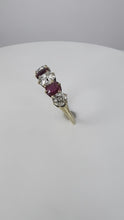 Load and play video in Gallery viewer, Edwardian Burmese Red Ruby White Diamond Five-Stone Engagement Ring
