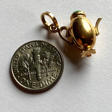 Load image into Gallery viewer, 18K Yellow Gold Turquoise Paste Coffee Pot Charm Pendant
