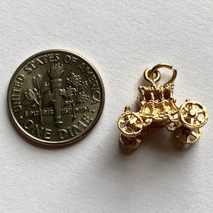 9K Yellow Gold Mechanical Carriage Charm Pendant
