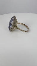 Load and play video in Gallery viewer, Blue Sapphire White Diamond 18K Gold Cluster Ring
