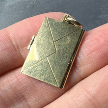 Load image into Gallery viewer, Envelope and Letter 14K Yellow Gold Enamel Stamp Charm Pendant
