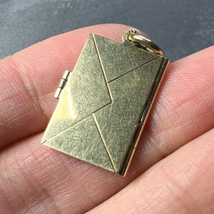 Envelope and Letter 14K Yellow Gold Enamel Stamp Charm Pendant