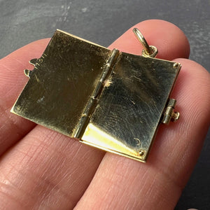 Envelope and Letter 14K Yellow Gold Enamel Stamp Charm Pendant
