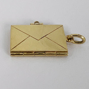 Envelope and Letter 14K Yellow Gold Enamel Stamp Charm Pendant