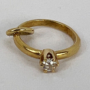 Engagement Ring 14K Yellow Gold Solitaire Diamond Charm Pendant