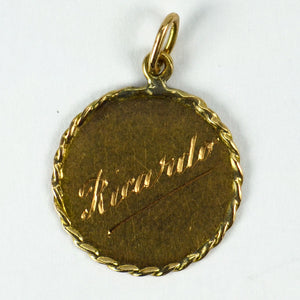 18 Karat Yellow Gold Zodiac Aquarius Charm Pendant