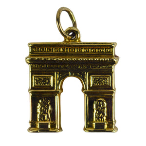 18K Yellow Gold Arc Du Triomphe Paris Charm Pendant