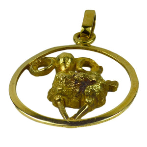 French 18K Yellow Gold Ares Zodiac Charm Pendant