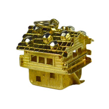 Load image into Gallery viewer, Gold Ski Chalet Lodge Charm Pendant
