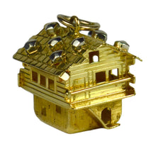 Load image into Gallery viewer, Gold Ski Chalet Lodge Charm Pendant
