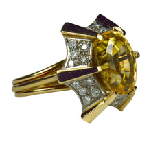 Load image into Gallery viewer, Citrine Diamond 18K Gold Cocktail Ring
