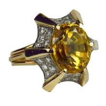 Load image into Gallery viewer, Citrine Diamond 18K Gold Cocktail Ring

