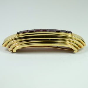 French Ruby 18K Gold Art Moderne Clip Brooch