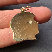 Load image into Gallery viewer, Yellow Gold White Diamond Girl Head Silhouette Charm Pendant
