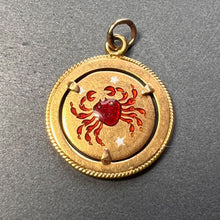 Load image into Gallery viewer, Italian Cancer Crab Zodiac 18K Yellow Gold Enamel Charm Pendant
