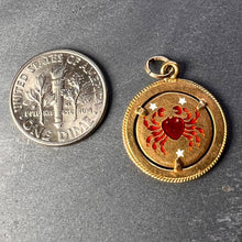 Load image into Gallery viewer, Italian Cancer Crab Zodiac 18K Yellow Gold Enamel Charm Pendant
