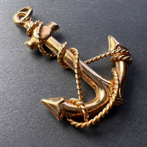Anchor with Rope 14K Yellow Gold Pendant