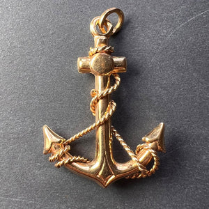 Anchor with Rope 14K Yellow Gold Pendant
