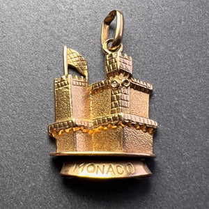 French Monaco Castle 18K Yellow Gold Charm Pendant
