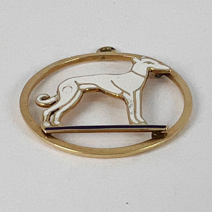 French Whippet Dog 18 Karat Yellow Gold Enamel Charm Pendant